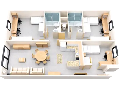 Plànol 3D de Pis Tipus C - 5 places